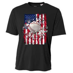 Patriotic Baseball 4th Of July Usa American Flag Cooling Performance Crew T-Shirt