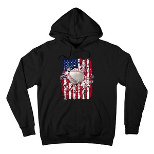 Patriotic Baseball 4th Of July Usa American Flag Hoodie