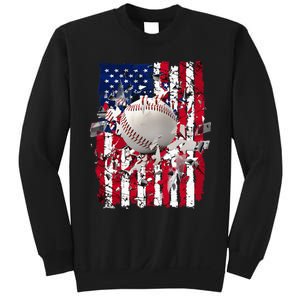 Patriotic Baseball 4th Of July Usa American Flag Sweatshirt