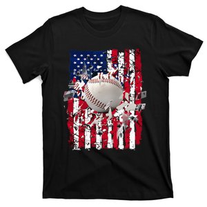 Patriotic Baseball 4th Of July Usa American Flag T-Shirt