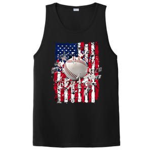 Patriotic Baseball 4th Of July Usa American Flag PosiCharge Competitor Tank