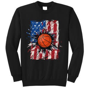 Patriotic Basketball 4th of July USA American Flag Sweatshirt