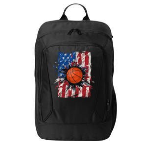 Patriotic Basketball 4th of July USA American Flag City Backpack