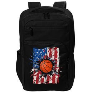 Patriotic Basketball 4th of July USA American Flag Impact Tech Backpack