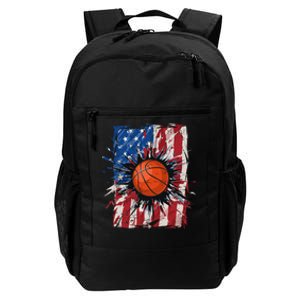 Patriotic Basketball 4th of July USA American Flag Daily Commute Backpack