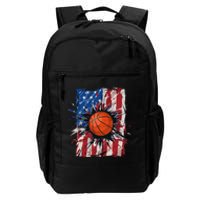 Patriotic Basketball 4th of July USA American Flag Daily Commute Backpack