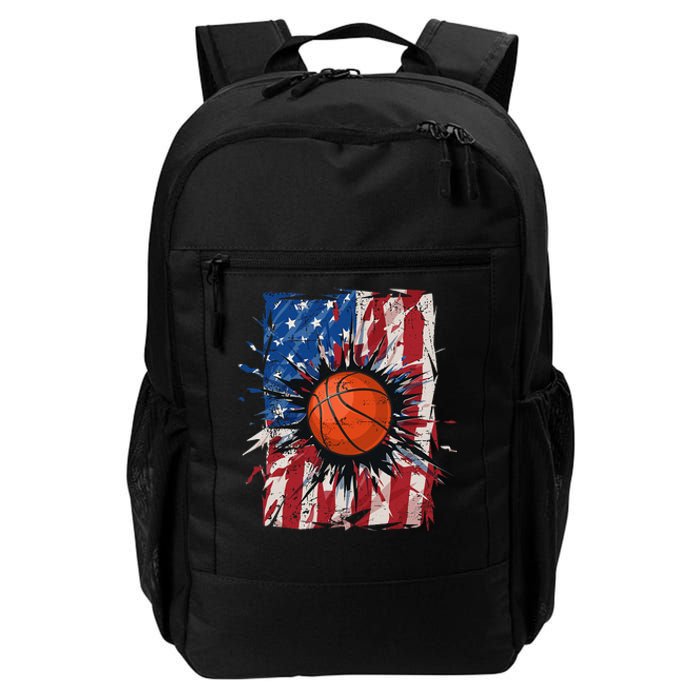 Patriotic Basketball 4th of July USA American Flag Daily Commute Backpack