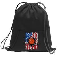 Patriotic Basketball 4th of July USA American Flag Sweatshirt Cinch Pack Bag