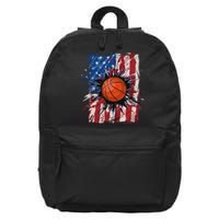 Patriotic Basketball 4th of July USA American Flag 16 in Basic Backpack