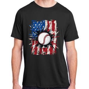 Patriotic Baseball 4th Of July Men USA American Flag Adult ChromaSoft Performance T-Shirt