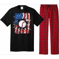 Patriotic Baseball 4th Of July Men USA American Flag Pajama Set