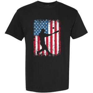 Patriotic Baseball 4th Of July Men USA American Flag Garment-Dyed Heavyweight T-Shirt