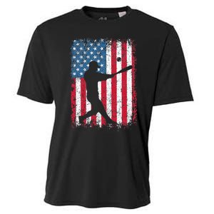 Patriotic Baseball 4th Of July Men USA American Flag Cooling Performance Crew T-Shirt