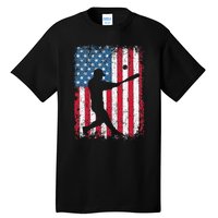 Patriotic Baseball 4th Of July Men USA American Flag Tall T-Shirt