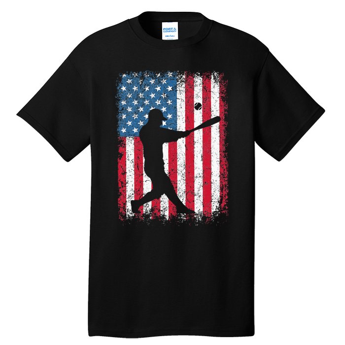 Patriotic Baseball 4th Of July Men USA American Flag Tall T-Shirt