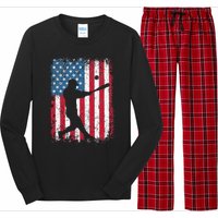 Patriotic Baseball 4th Of July Men USA American Flag Long Sleeve Pajama Set