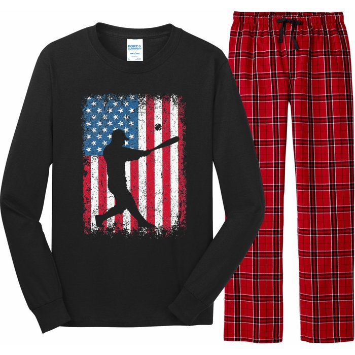 Patriotic Baseball 4th Of July Men USA American Flag Long Sleeve Pajama Set