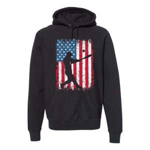 Patriotic Baseball 4th Of July Men USA American Flag Premium Hoodie