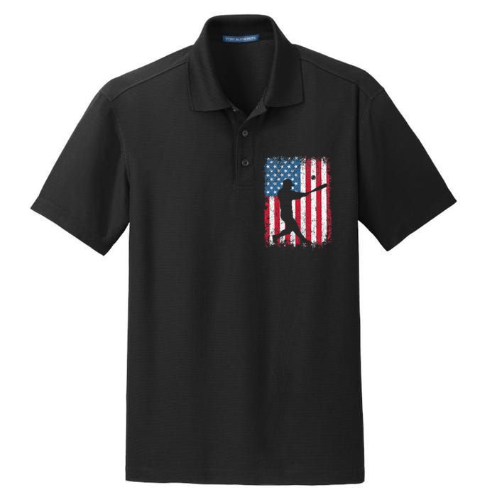 Patriotic Baseball 4th Of July Men USA American Flag Dry Zone Grid Polo