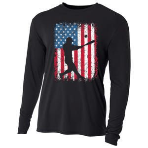 Patriotic Baseball 4th Of July Men USA American Flag Cooling Performance Long Sleeve Crew