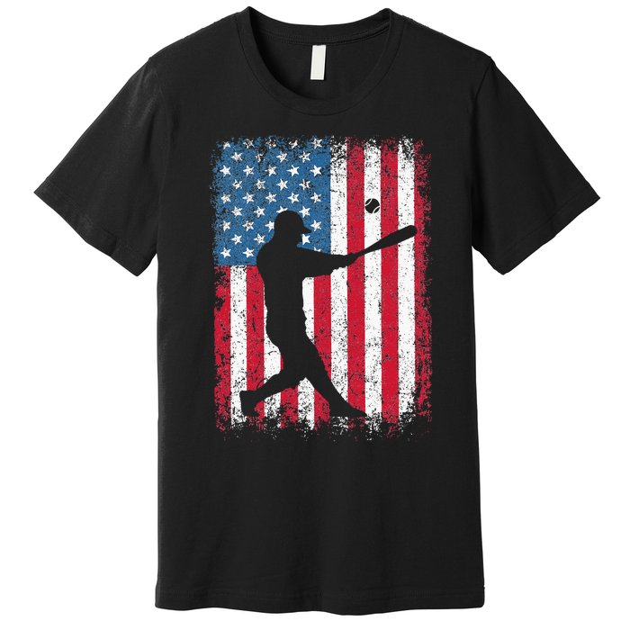 Patriotic Baseball 4th Of July Men USA American Flag Premium T-Shirt