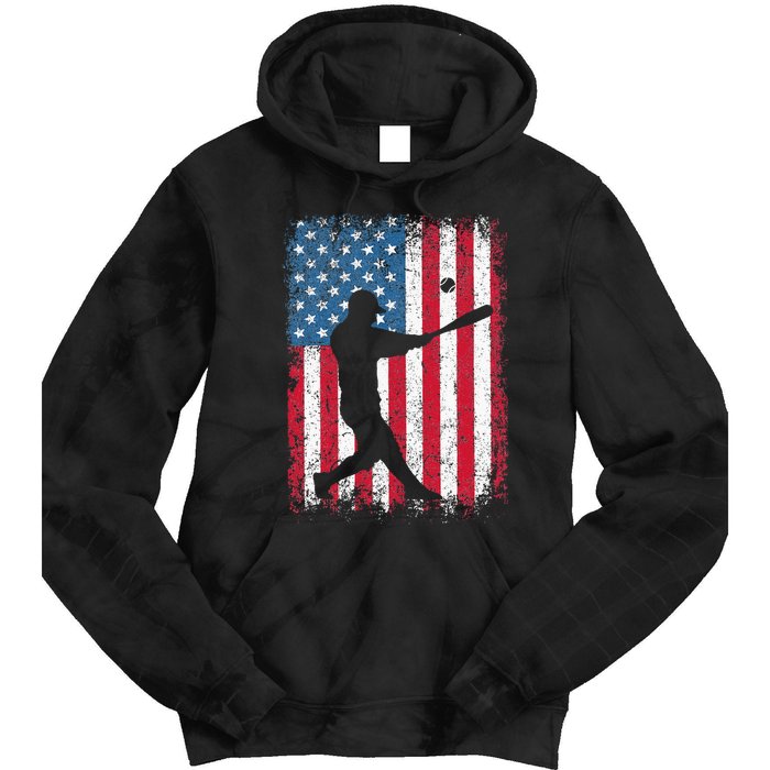 Patriotic Baseball 4th Of July Men USA American Flag Tie Dye Hoodie