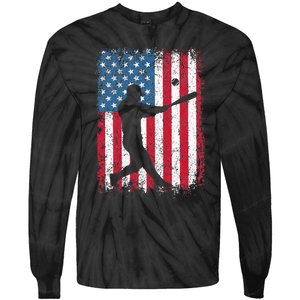 Patriotic Baseball 4th Of July Men USA American Flag Tie-Dye Long Sleeve Shirt