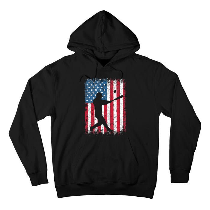 Patriotic Baseball 4th Of July Men USA American Flag Tall Hoodie