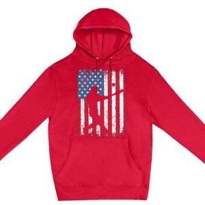 Patriotic Baseball 4th Of July Men USA American Flag Premium Pullover Hoodie