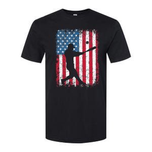 Patriotic Baseball 4th Of July Men USA American Flag Softstyle CVC T-Shirt