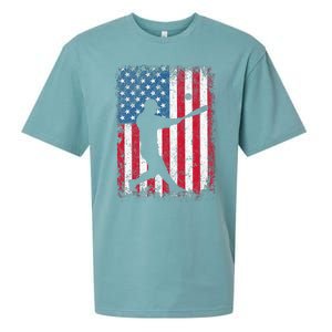 Patriotic Baseball 4th Of July Men USA American Flag Sueded Cloud Jersey T-Shirt