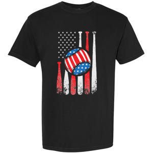 Patriotic Baseball 4th Of July USA American Flag Garment-Dyed Heavyweight T-Shirt