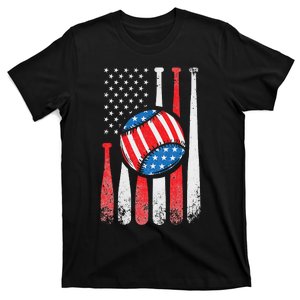 Patriotic Baseball 4th Of July USA American Flag T-Shirt