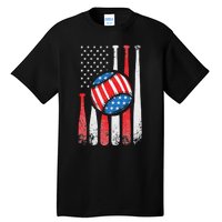 Patriotic Baseball 4th Of July USA American Flag Tall T-Shirt