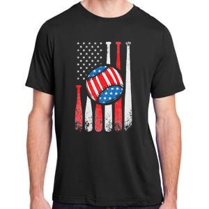 Patriotic Baseball 4th Of July USA American Flag Adult ChromaSoft Performance T-Shirt