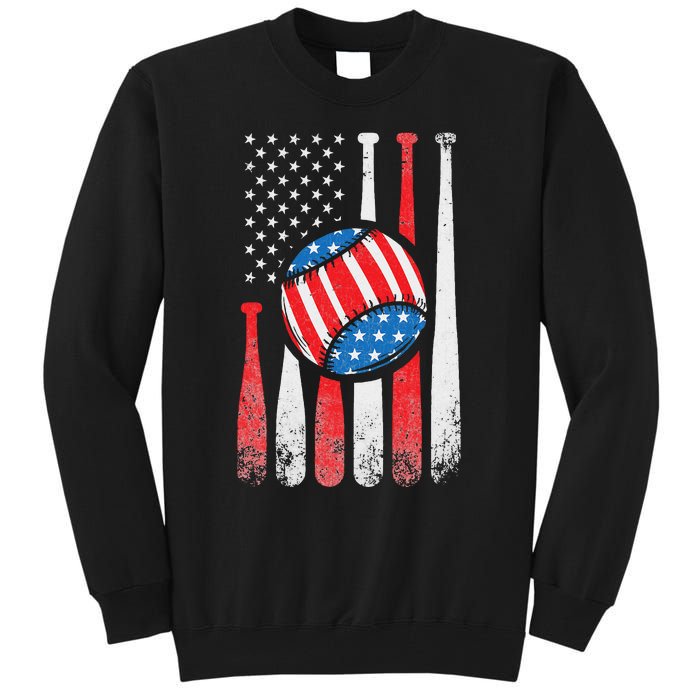 Patriotic Baseball 4th Of July USA American Flag Tall Sweatshirt