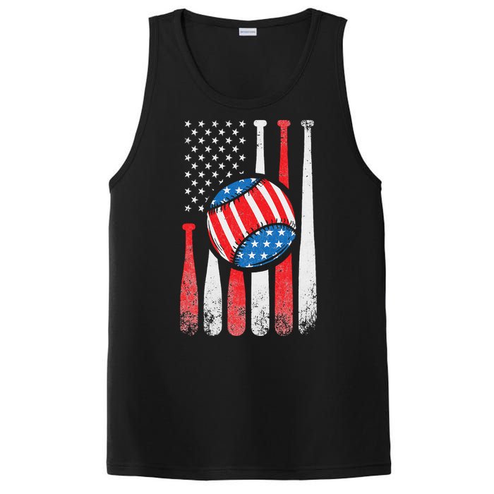 Patriotic Baseball 4th Of July USA American Flag PosiCharge Competitor Tank