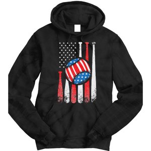 Patriotic Baseball 4th Of July USA American Flag Tie Dye Hoodie