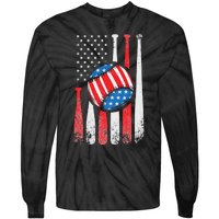 Patriotic Baseball 4th Of July USA American Flag Tie-Dye Long Sleeve Shirt