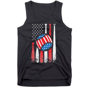 Patriotic Baseball 4th Of July USA American Flag Tank Top