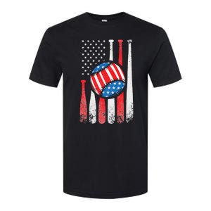 Patriotic Baseball 4th Of July USA American Flag Softstyle CVC T-Shirt