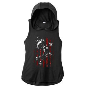 Patriotic Basketball 4th Of July Usa Flag Ladies PosiCharge Tri-Blend Wicking Draft Hoodie Tank