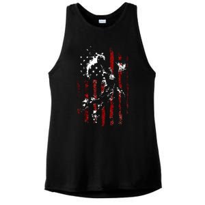 Patriotic Basketball 4th Of July Usa Flag Ladies PosiCharge Tri-Blend Wicking Tank