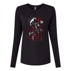 Patriotic Basketball 4th Of July Usa Flag Womens Cotton Relaxed Long Sleeve T-Shirt