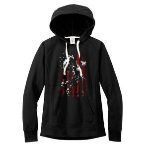 Patriotic Basketball 4th Of July Usa Flag Women's Fleece Hoodie