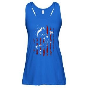 Patriotic Basketball 4th Of July Usa Flag Ladies Essential Flowy Tank