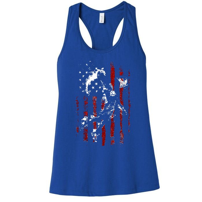 Patriotic Basketball 4th Of July Usa Flag Women's Racerback Tank