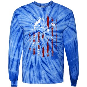 Patriotic Basketball 4th Of July Usa Flag Tie-Dye Long Sleeve Shirt