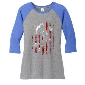 Patriotic Basketball 4th Of July Usa Flag Women's Tri-Blend 3/4-Sleeve Raglan Shirt