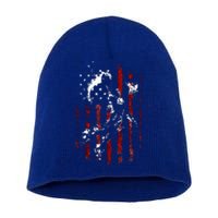 Patriotic Basketball 4th Of July Usa Flag Short Acrylic Beanie